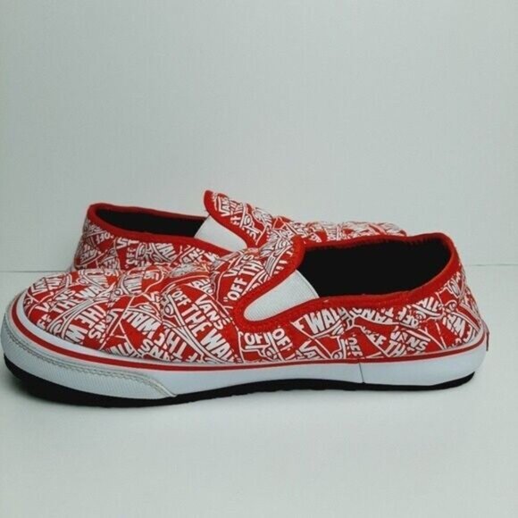 VANS / Slip-Er 2 Quilted Slipper Slip-on Sneaker Shoe Red & White Logo Sz 9.5 - Picture 12 of 16
